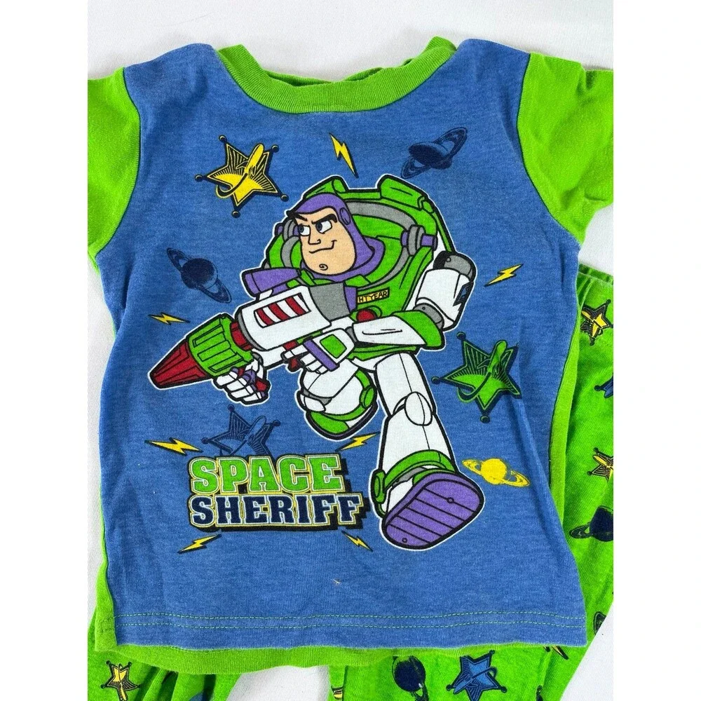 Vtg Disney Toy Story Buzz Lightyear Pajamas Set Boys Size 5T Space Sheriff